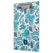 Blue Boho Floral Monogram Klembord (Links)