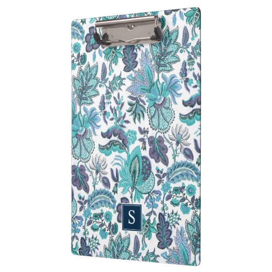 Blue Boho  Floral Monogram Klembord (Links)
