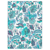 Blue Boho Floral Monogram Klembord (Achterkant)