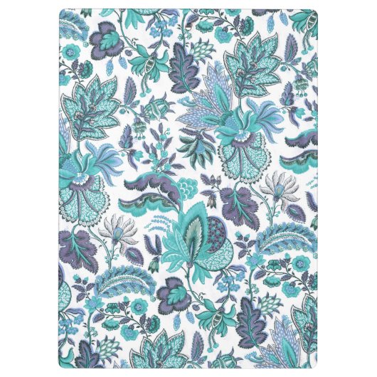 Blue Boho  Floral Monogram Klembord (Achterkant)
