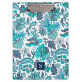 Blue Boho  Floral Monogram Klembord (Voorkant)