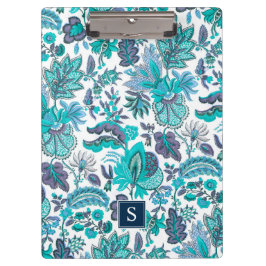 Blue Boho  Floral Monogram Klembord