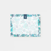 Blue Boho  Floral Monogram Post-it® Notes (Voorkant)