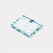 Blue Boho  Floral Monogram Post-it® Notes (Schuin)
