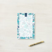 Blue Boho  Floral Monogram Post-it® Notes (Op bureau)