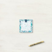 Blue Boho  Floral Monogram Post-it® Notes (Op bureau)