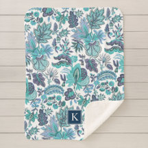 Blue Boho Floral Monogram