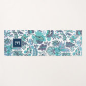 Blue Boho Floral Monogram Yogamat (Voorkant (horizontaal))