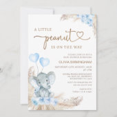 Blue Boho Floral Peanut Elephant Baby shower Kaart (Voorkant)