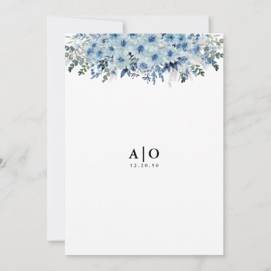 Blue Boho Floral Repetitie Diner Uitnodiging (Achterkant)