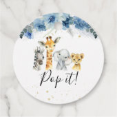 Blue Boho Floral Safari Baby shower Pop it Bedankjes Labels (Achterkant)