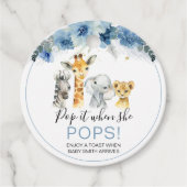 Blue Boho Floral Safari Baby shower Pop it Bedankjes Labels (Voorkant)