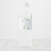 Blue Boho Floral Safari Baby shower Waterfles Etiket (Achterkant)