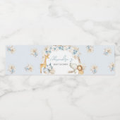 Blue Boho Floral Safari Baby shower Waterfles Etiket (Enkel label)