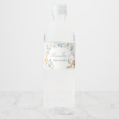 Blue Boho Floral Safari Baby shower Waterfles Etiket (Voorkant)