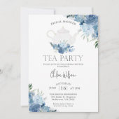 Blue Boho Floral Tea Party Vrijgezellenfeest Kaart (Voorkant)