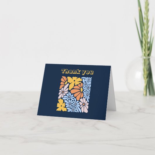 Blue Boho Floral Verjaardag Bedankt Card (Voorkant)