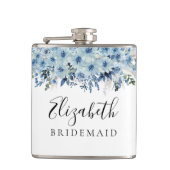 Blue Boho Floral Vrijgezellenfeest Flask Heupfles (Voorkant)