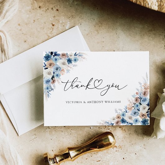 Blue Boho Floral Vrijgezellenfeest Flat Bedankt Ca