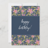 Blue Boho Floral Waterverf Happy Birthday Feestdagenkaart (Voorkant)