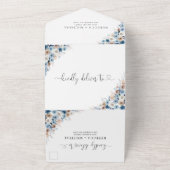 Blue Boho Floral Wedding Alles in één Uitnodiging (Buitenkant)