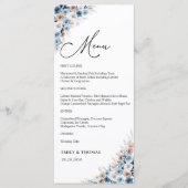 Blue Boho Floral Wedding Ceremony Menu (Voorkant)