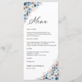 Blue Boho Floral Wedding Ceremony Menu (Voorkant)