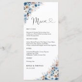 Blue Boho Floral Wedding Ceremony Menu (Voorkant)
