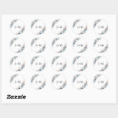 Blue Boho Floral Wedding Classic Ronde Sticker (Vel)