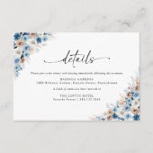 Blue Boho Floral Wedding Details Kaart (Voorkant)