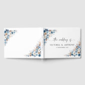 Blue Boho Floral Wedding Guest Book Gastenboek (Volledig)