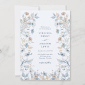 Blue Boho Floral Wedding Kaart (Voorkant)