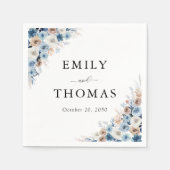 Blue Boho Floral Wedding Napkins Servet (Voorkant)