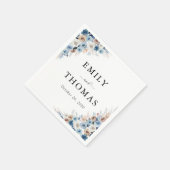 Blue Boho Floral Wedding Napkins Servet (Hoek)