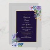 Blue Boho Floral Wedding Rehearsal Uitnodiging (Voorkant / Achterkant)