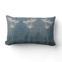 Blue Boho Flower Lumbar Pillow