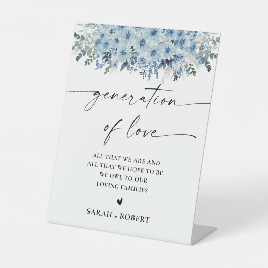Blue Boho Generatie van Liefde Reclamebord Met Voetstuk (Voorkant)