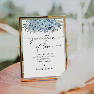 Blue Boho Generatie van Liefde Reclamebord Met Voetstuk