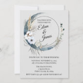 Blue Boho Half Moon Wedding Kaart (Voorkant)