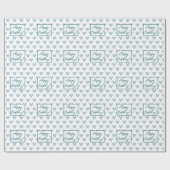 Blue Boho Happy Birthday Cloud Heart Cadeaupapier (Vlak)