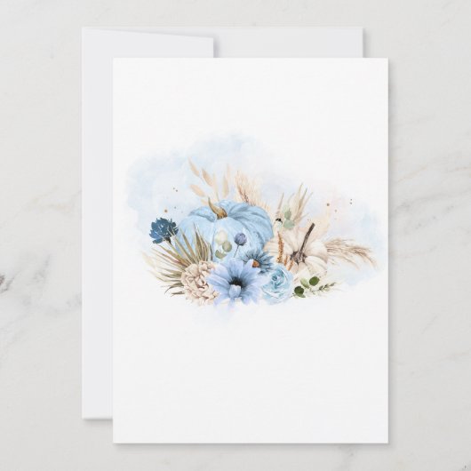 Blue Boho Herfst Pumpkin Baby shower Kaart (Achterkant)
