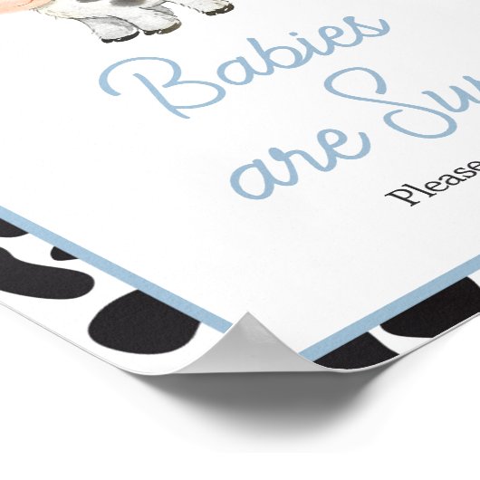 Blue Boho Highland Koe Baby Baby's zijn zoet Poster (Hoek)