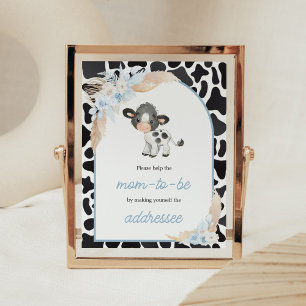 Blue Boho Highland Koe Baby Envelope Station Poster