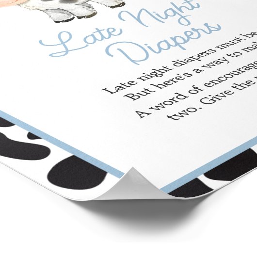 Blue Boho Highland Koe Baby Late Night Luiers Poster (Hoek)