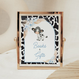 Blue Boho Highland Koe Baby shower Boeken en gesch Poster