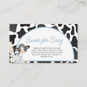 Blue Boho Highland Koe Baby shower Boeken voor Bab Informatiekaartje