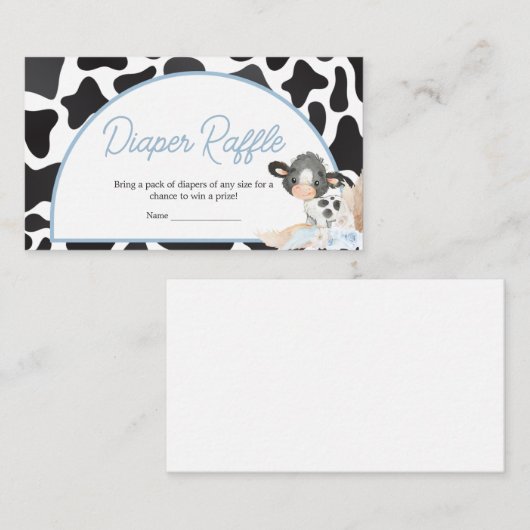 Blue Boho Highland Koe Baby shower Luier Raffle Informatiekaartje (Voorkant / Achterkant)