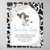 Blue Boho Highland Koe Baby shower zeg niet Baby Poster (Voorkant)