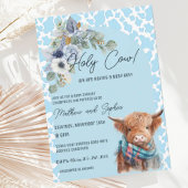 Blue Boho Holy Koe Boy Baby shower Uitnodiging