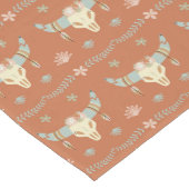 Blue Boho Koe Skull Pattern op Brown Medium Tafelloper (Hoek)